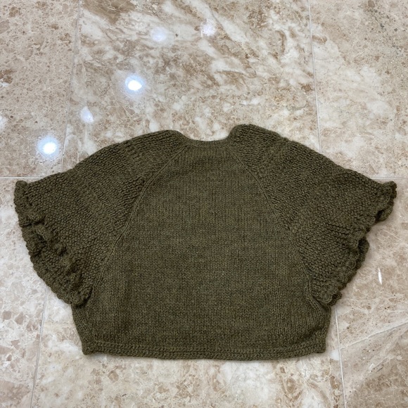 🛍️Wayra 100% Alpaca Short Open Cardigan. Size Xs. Olive Green - Picture 7 of 8